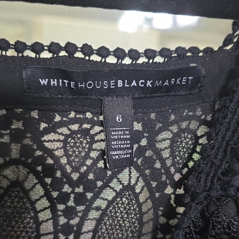 White House Black Market Womens Dress Black Lacy Lined‎ Zips Steaps Sz 6 EUC. - Picture 2 of 11